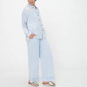 Peace Love World Regular Washed Gauze Wide Leg Pant - Blue